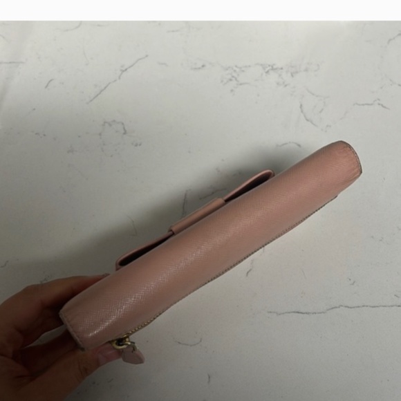 Prada Saffiano Bow Wallet in Pink - Picture 11 of 13